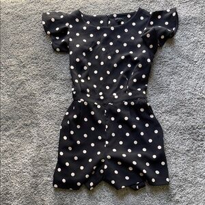 Ann Taylor Navy and Cream Polka Dot Dress